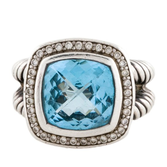 David Yurman Jewelry - DAVID YURMAN STERLING SILVER DIAMOND & TOPAZ ALBION COCKTAIL RING